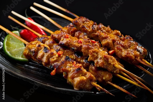 Chicken Satay on a plate 