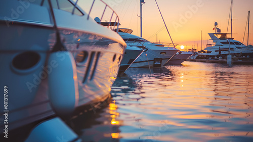 Evening in the marina with the yachts and boats