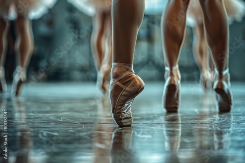 Ballet, fitness dancer, and theater actress workout, exercise, and train creative art. Teamwork, zoom, and sport girl legs or ballerina women performing together.