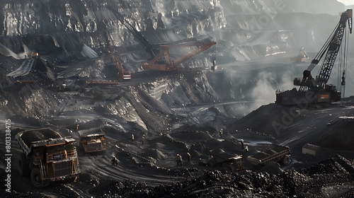 Gargantuan machines dominate a vast mining operation