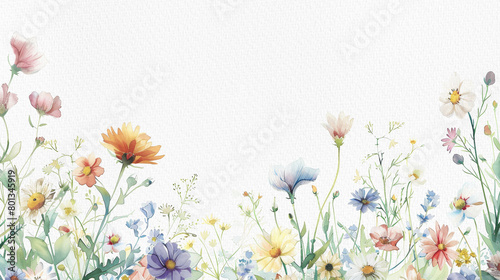 flores pintadas en acuarela sobre papel con textura