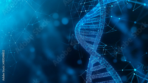 Futuristic visualization of digital DNA helix for concept of use of bioinformatic technologies to genetic mapping.