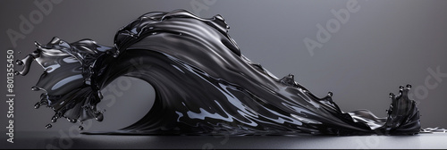 A dramatic wave of charcoal black, rendered with a soft gradient and a transparent, glass-like texture that evokes the strong and impactful presence of charcoal art, captured in