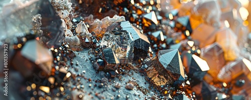 A microscopic view of a rock sample, showcasing the intricate crystals and minerals embedded within 