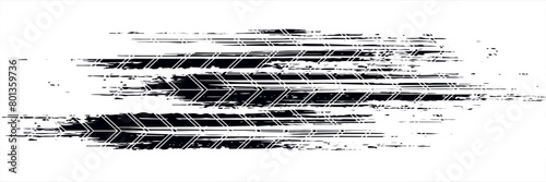 Tire tread marks, wheel textures, tire marks - car racing, motocross, drift, rally, off-road and others. Vector black isolated texture in grunge style with splashes.eps10