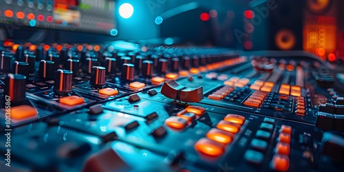 Vibrant Digital Music Production Console with Colorful Blur