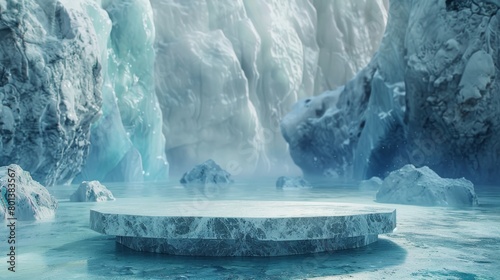 Ice cave with a marble platform