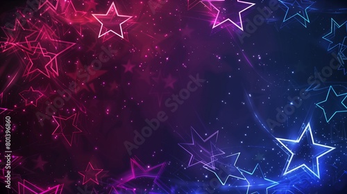 A vibrant abstract background featuring a multitude of stars in shades of pink and blue with sparkling effects.
