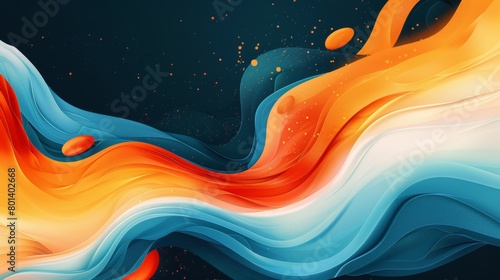 Colorful abstract waves on dark background in modern art style