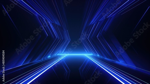 Into the Abyss: A Futuristic Tunnel of Dark Black and Blue Mystery