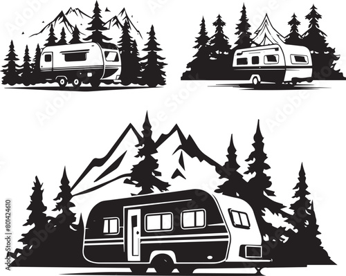 Camping Silhouette Set