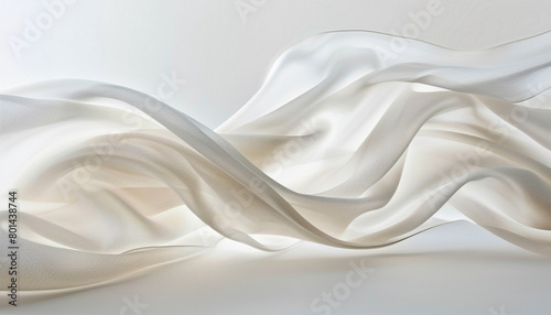 Crisp linen wave abstract, light and airy crisp linen wave flowing on a white background.