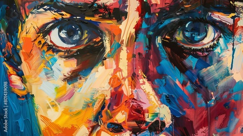 expressive selfportrait of the artist artistic representation of mans face painted with oil colors