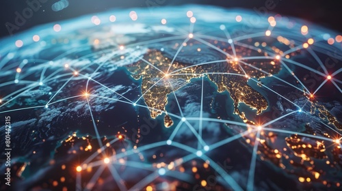 global network connectivity centered on usa digital data transfer and cyber technology concept
