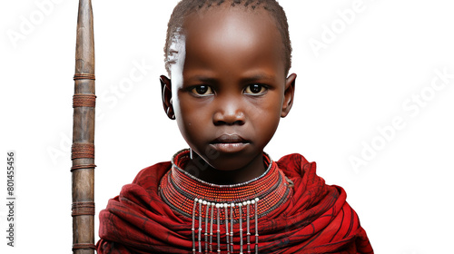 Kenyan Maasai Youth on Transparent Background.
