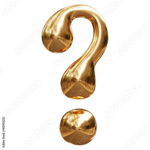 Modern and attractive gulden question mark isolated on transparent background