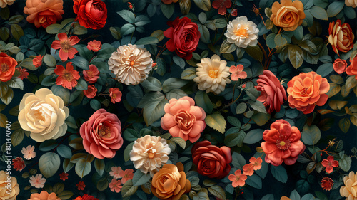 Seamless, Vintage-style artificial flower walls create stunning backgrounds with timeless elegance, ideal for adding a touch of vintage charm to any setting or occasion
