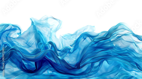 Coral reef blue wave abstract, serene and smooth coral blue wave isolated against a white backdrop.