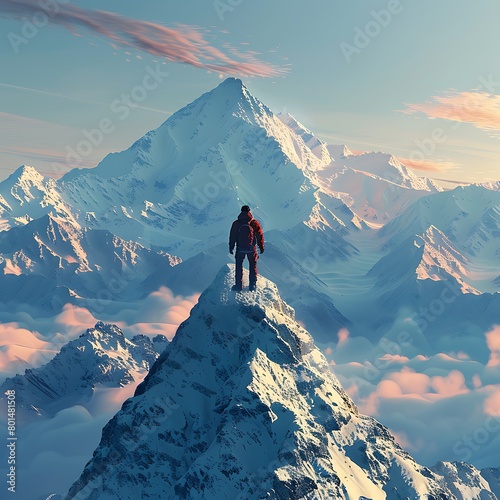 Ascend to the summit of a snow-capped peak, where the crisp mountain air invigorates the soul. From this lofty vantage point, the world below seems small and insignificant,