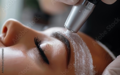  skin undergoing microdermabrasion treatment . anti-aging procedure in beauty centre