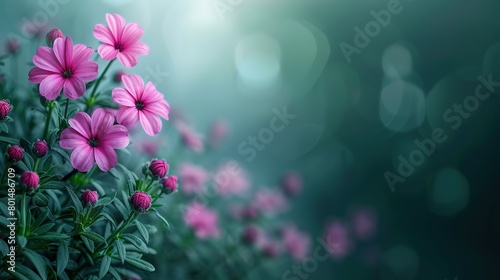  Pink flowers abundantly adorn a lush green leafy plant