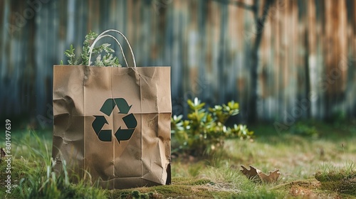  sustainability concept- paperbag with logo recycle
