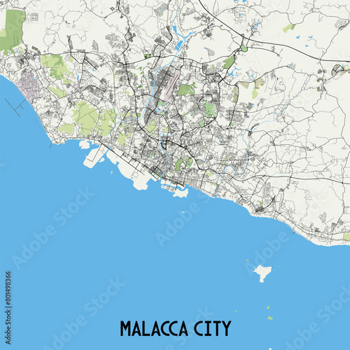 Malacca City, Malaysia map poster art