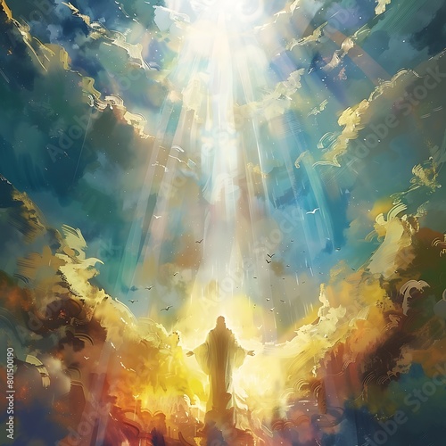 ascension day jesus poster, the day he atoned for his children's sins by ascending to heaven