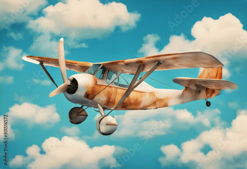 'seamless watercolor airplane painted pattern hand plane clouds illustration sky propeller background pastel isolated blue design prints fabric aeroplane'