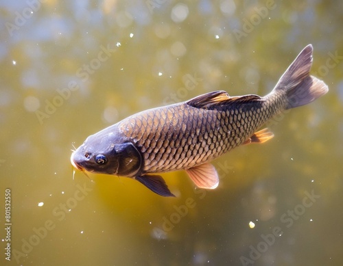 Fisch unter Wasser, Karpfen schwimmt im Teich und im Fluss - schaut aus dem Teich