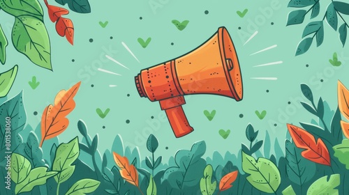 A banner with a megaphone. A loudspeaker that announces a contest. Contest winners receiving gifts. Share to win posts on social media. Modern illustration for marketing and advertising.