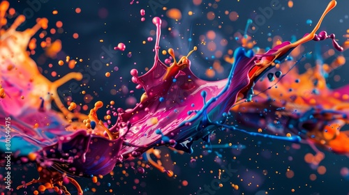 vibrant paint splashes exploding in dynamic composition abstract 8k desktop wallpaper