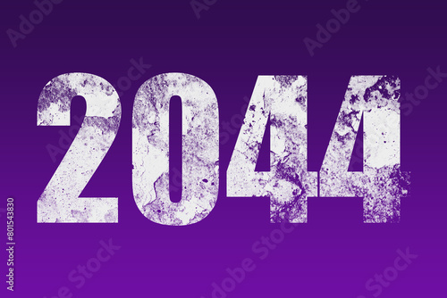 flat white grunge number of 2044 on purple background. 