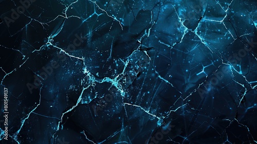 The image is of blue and black marble with glowing light blue veins.