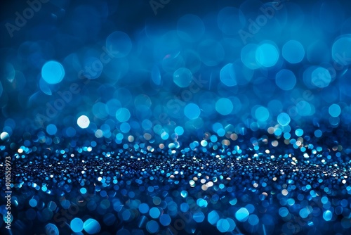 Shimmering Blue Glittery Background With Light Bokeh