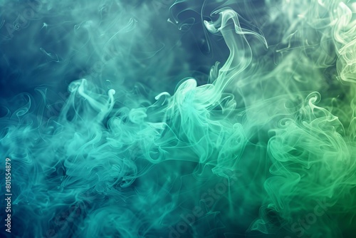 Ethereal Green and Blue Smoke on a Luminous Background