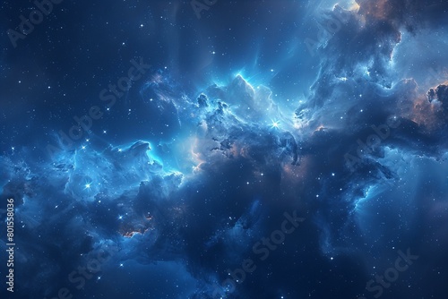 Stunning Blue Nebula Dust Effect in Cosmic Cloud Formation