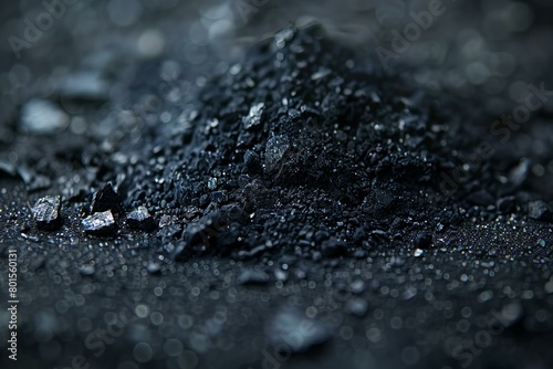 Close-Up View of Shimmering Obsidian Dust with Dark Shadows
