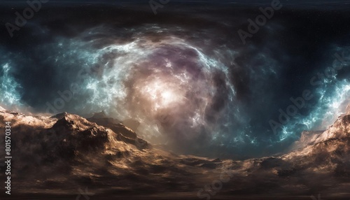 360 degree full sphere panoramic deep outer space background with giant nebula equirectangular projection environment map hdri spherical panorama