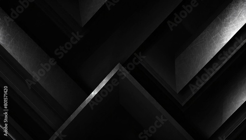 abstract texture dark black gray background banner panorama long with 3d geometric triangular gradient shapes for website business print design template metallic metal paper pattern illustration