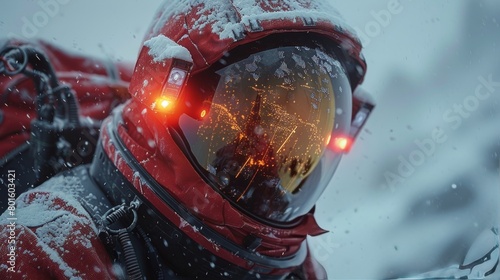 Man in Space Suit With Fire Emitting From Face