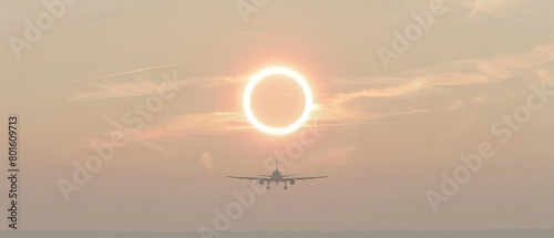 A captivating scene of aerobatic aircraft performing stunts under a solar eclipse, combining precision and beauty