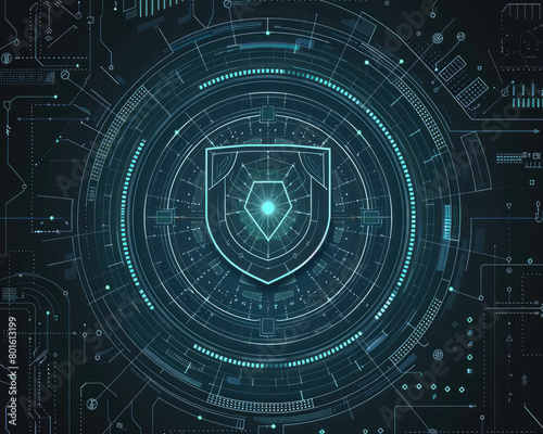 Cyber Protection Shield: High-Tech Security Illustration
