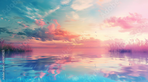 Pastel Dreamscape: A Serene Sunset Symphony