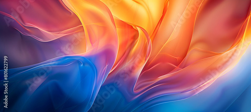 Dynamic abstract wallpaper featuring soft lines and geometric shapes in a lively mix of electric blue and fiery orange, captured with high-definition camera techniques
