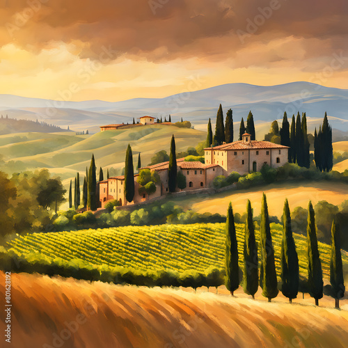 Sunlit Tuscany Countryside