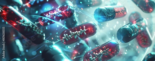 Antibiotics are now tailored using genetic profiles for highly effective treatments, close up hitech concept