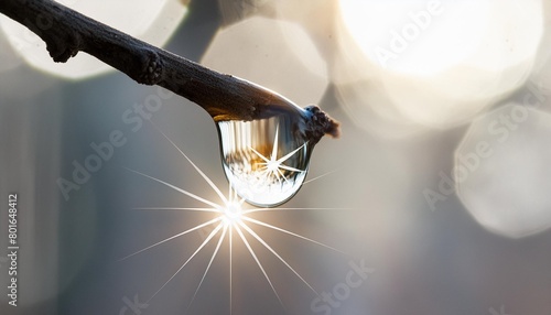 the light beam staring at the star in a drooping drop of resin