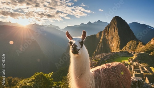 close up of a llama lama glama machu picchu cusco region peru