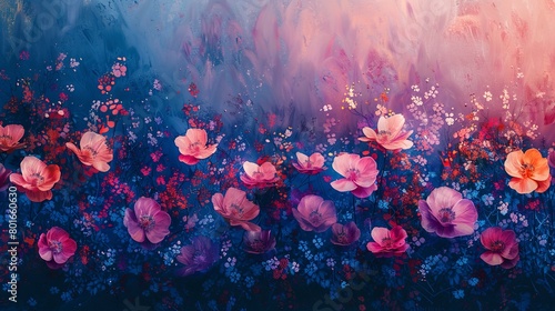 Bold and emotive abstract background, focusing on close-up impressionist floral scenes for a deeply aesthetic effect.